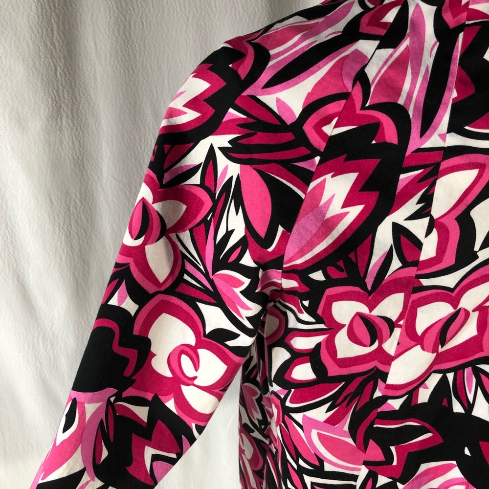 Laura Ashley Pink/Black/White Print Swing Jacket - Picture 7 of 8